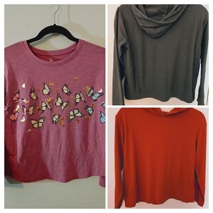 Butterfly Print Pink Top and Two Hooded Tops